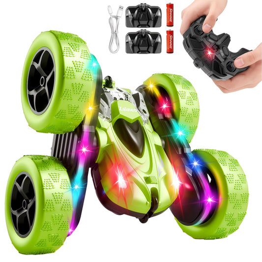 Zalneo RC car performing 360° flips for exciting indoor and outdoor stunts.