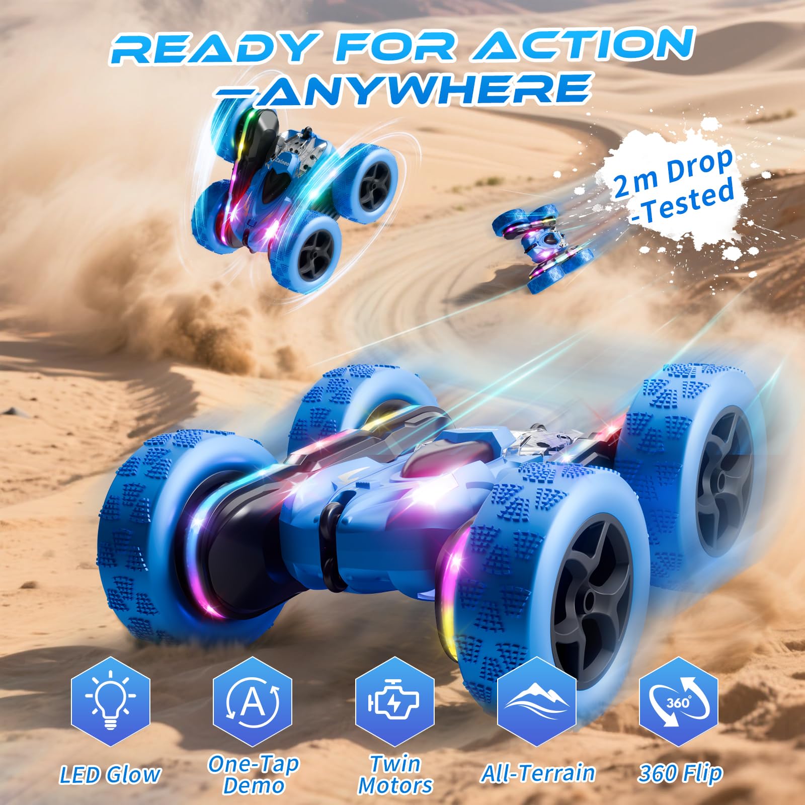 Zalneo LED bar on reveals vivid color effects for night-time driving.
