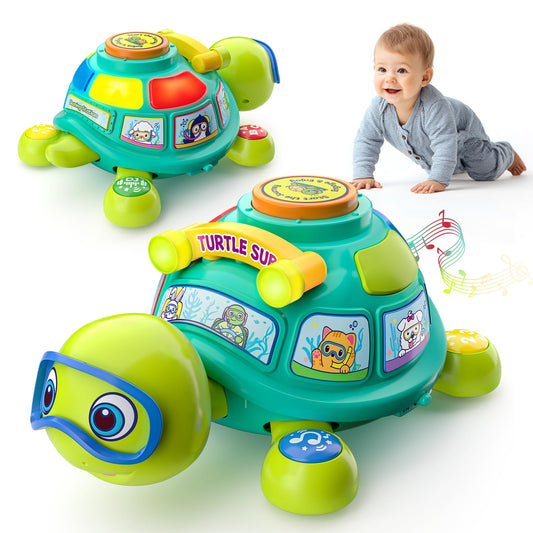 Zardali turtle tummy time toy with lights for developmental play