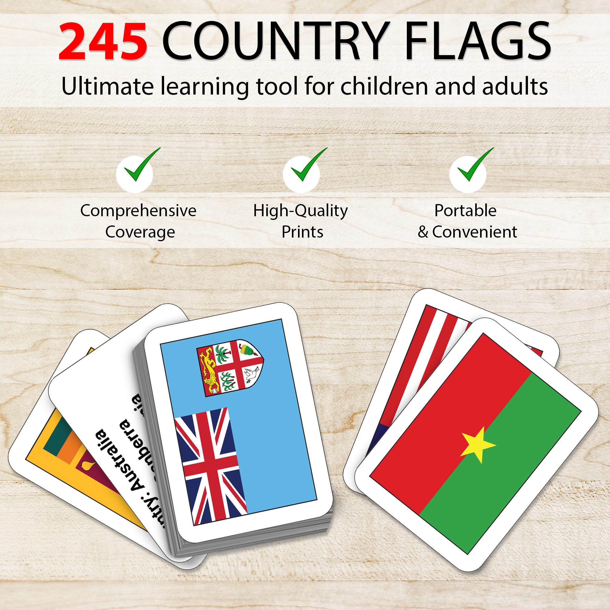 Zastic! World Flags language-info cards display country languages for multilingual awareness.