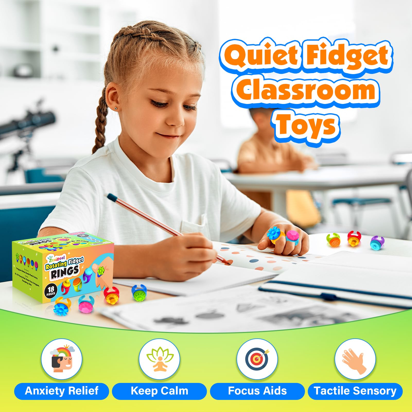 ZaxiDeel fidget ring quiet spinning suitable for classrooms