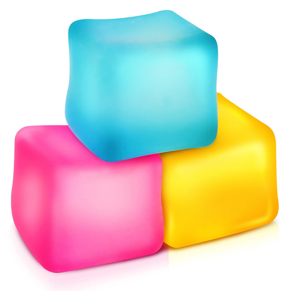 ZaxiDeel Stress Cube pink close-up with gel filling for calming tactile play.
