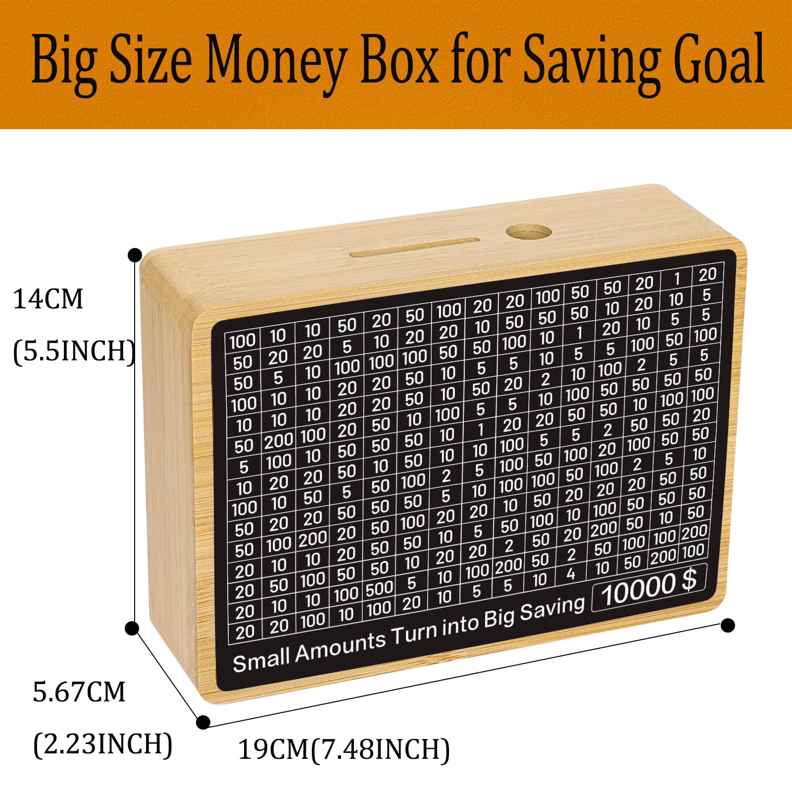 Zayeemi money-saving-box wooden detailed grain emphasizes natural aesthetic and long-lasting build.