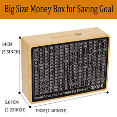Zayeemi money-saving-box wooden detailed grain emphasizes natural aesthetic and long-lasting build.