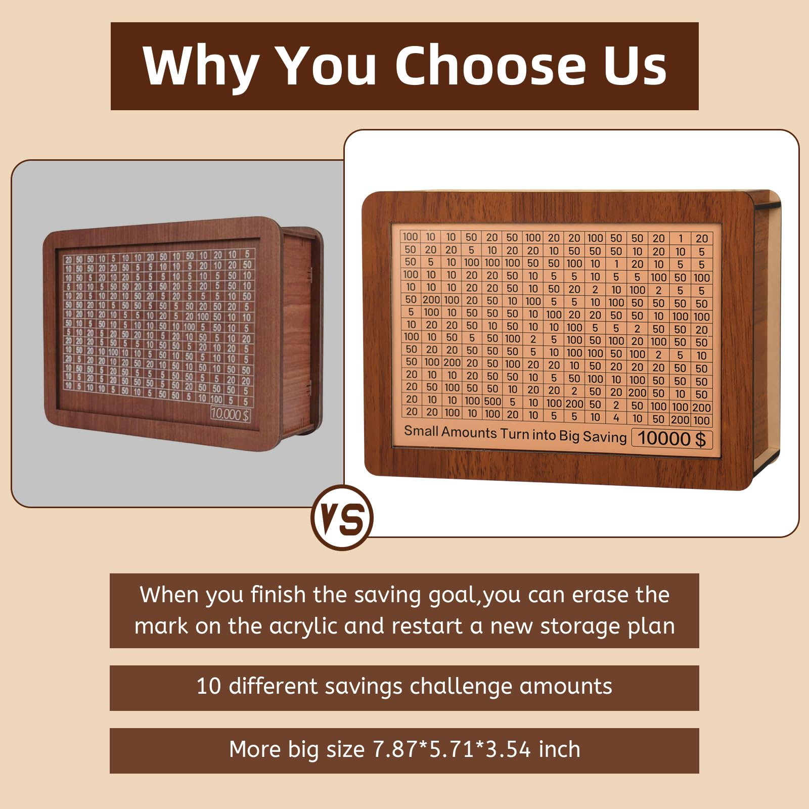 Zayeemi wooden money box on desk enhances room decor while saving.