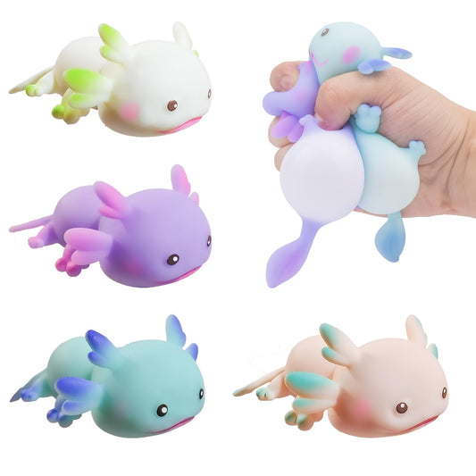 Zcahoo Axolotl Toy front view shows colorful squishy texture for stress relief.