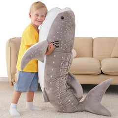 Zctghvy 48 inch giant gray whale shark plush for cozy hugs