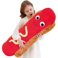 Zctghvy giant hot dog plush pillow 35-inch for cozy lounging and décor.