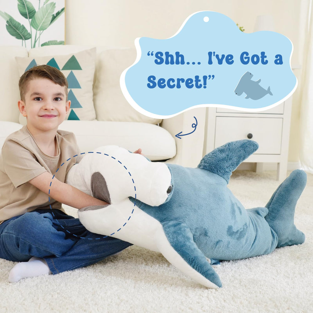 Zctghvy hammerhead shark side profile plush, durable stitching for long-lasting play.