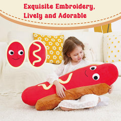 Zctghvy hot dog plush fabric closeup shows soft, premium texture.