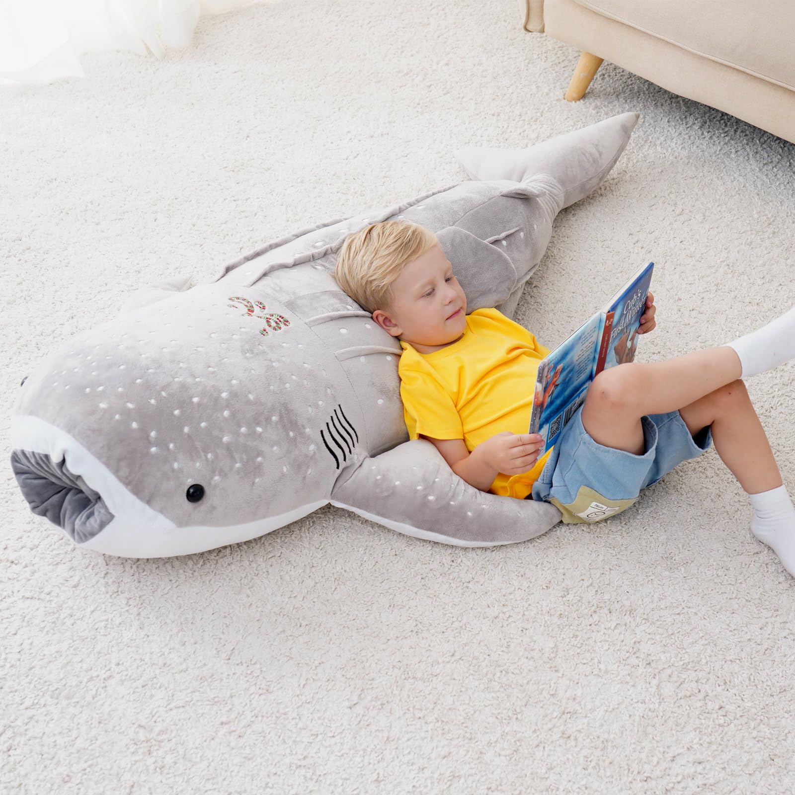 Zctghvy whale shark toy with PP cotton filling for hugging