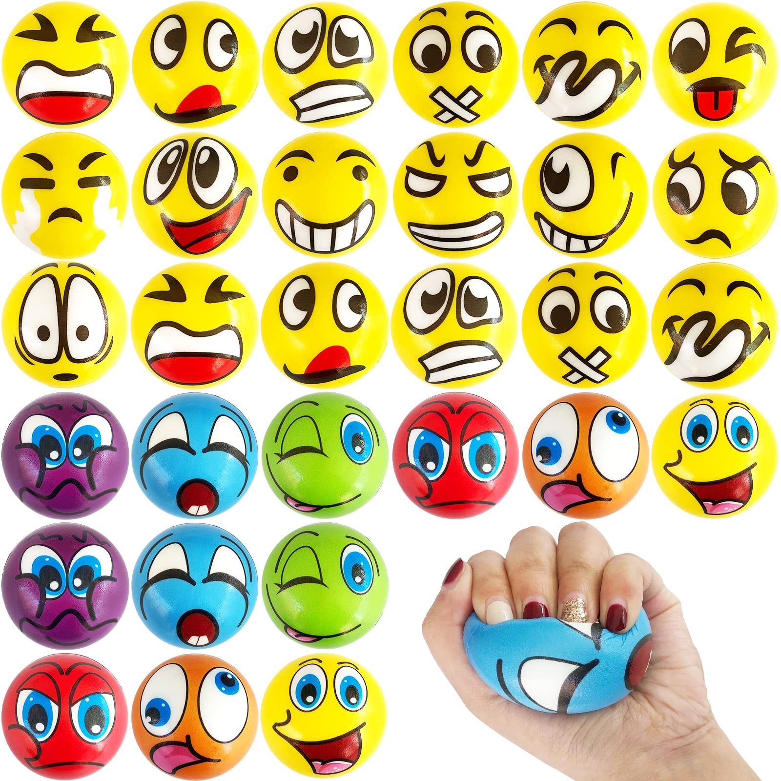 Zddaoole 30-pcs face stress balls for versatile stress relief on the go