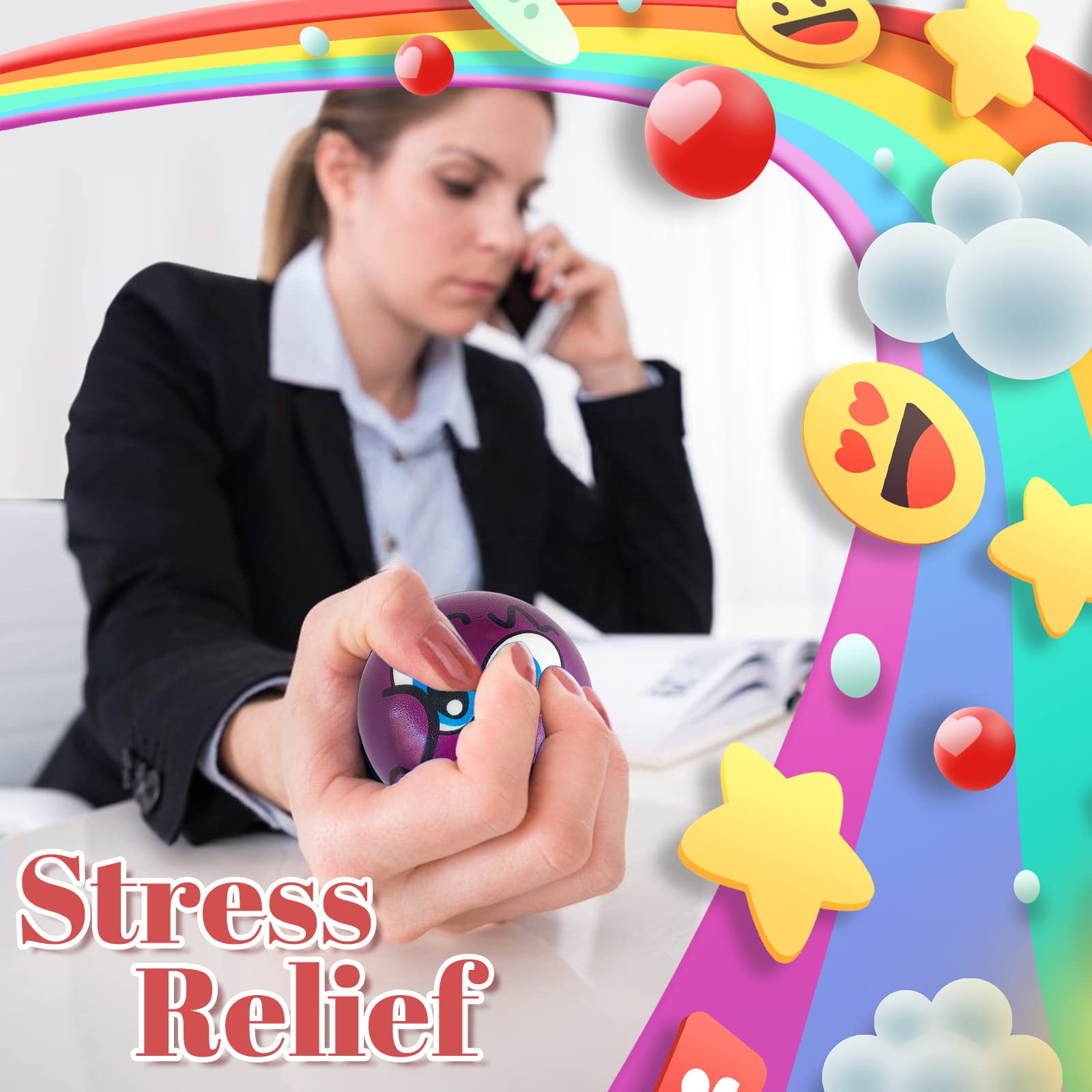 Zddaoole yellow face expression stress ball for playful focus and fun