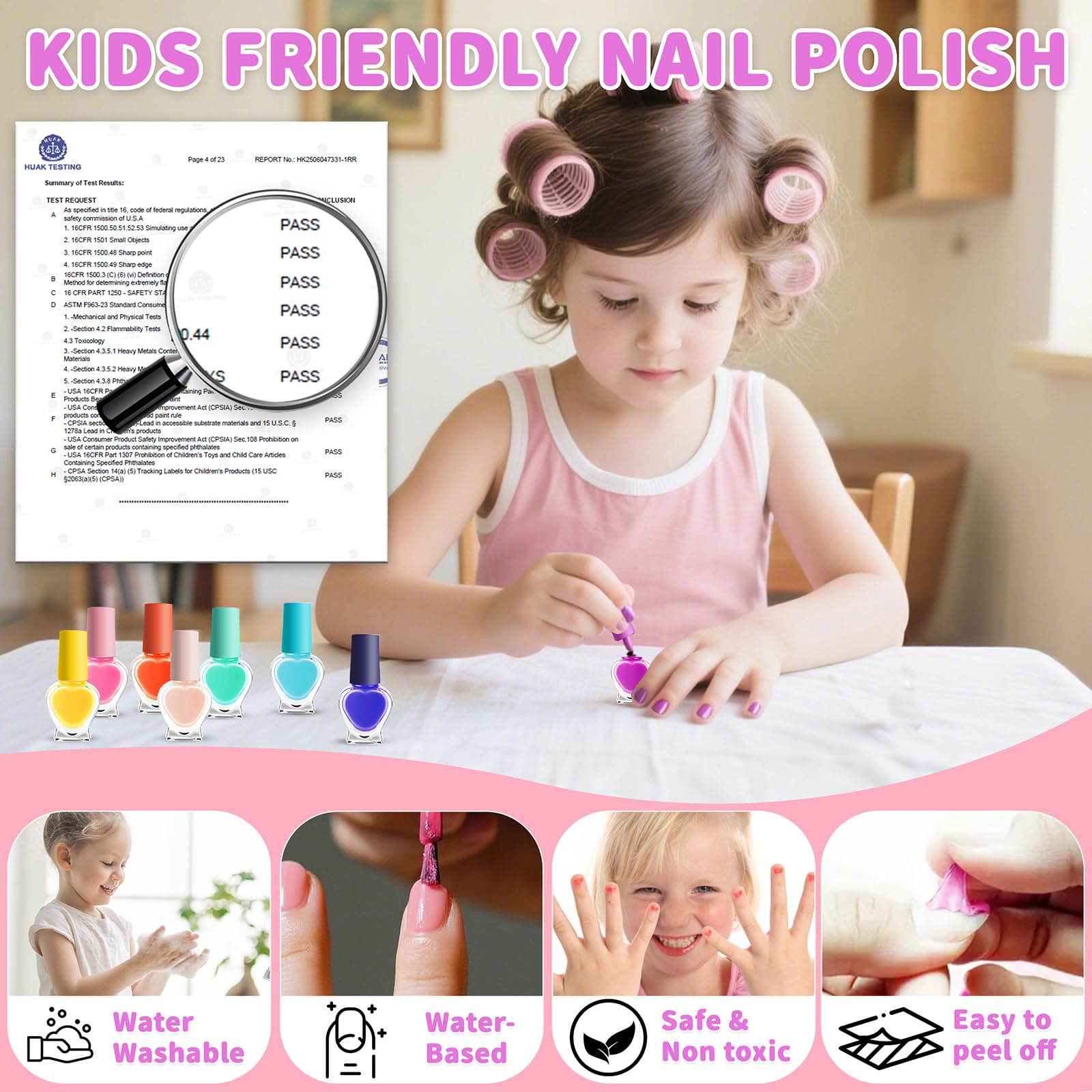 Eight vibrant polishes offer colorful options for creative mini manicures.