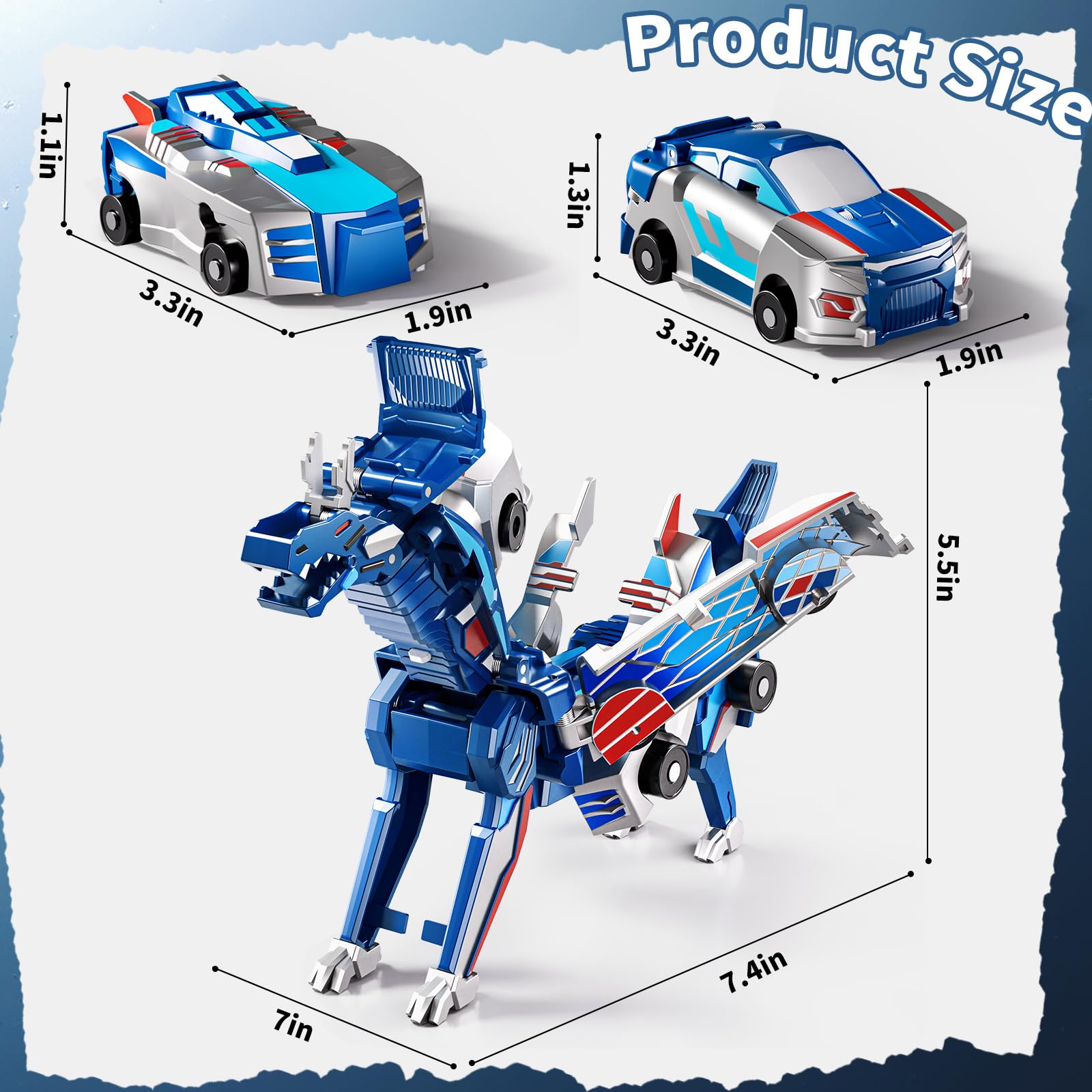 ZDRKWSM collision transforming dinosaur car blue gift-ready packaging for holidays
