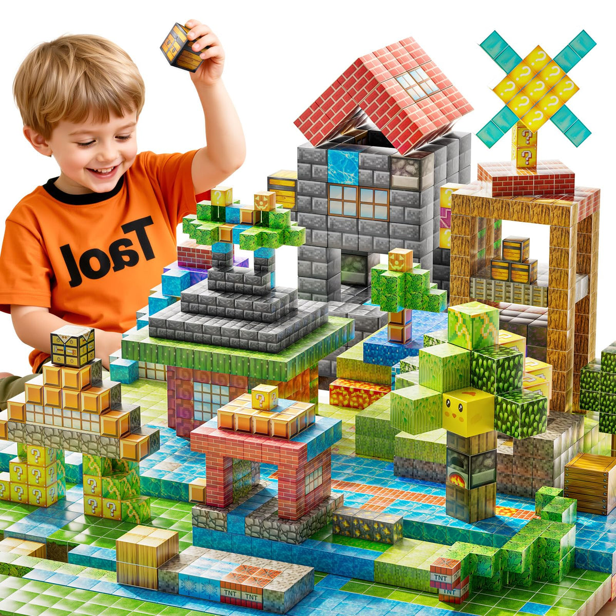 ZDRKWSM magnetic blocks 200 cubes set for creative construction and STEM play.