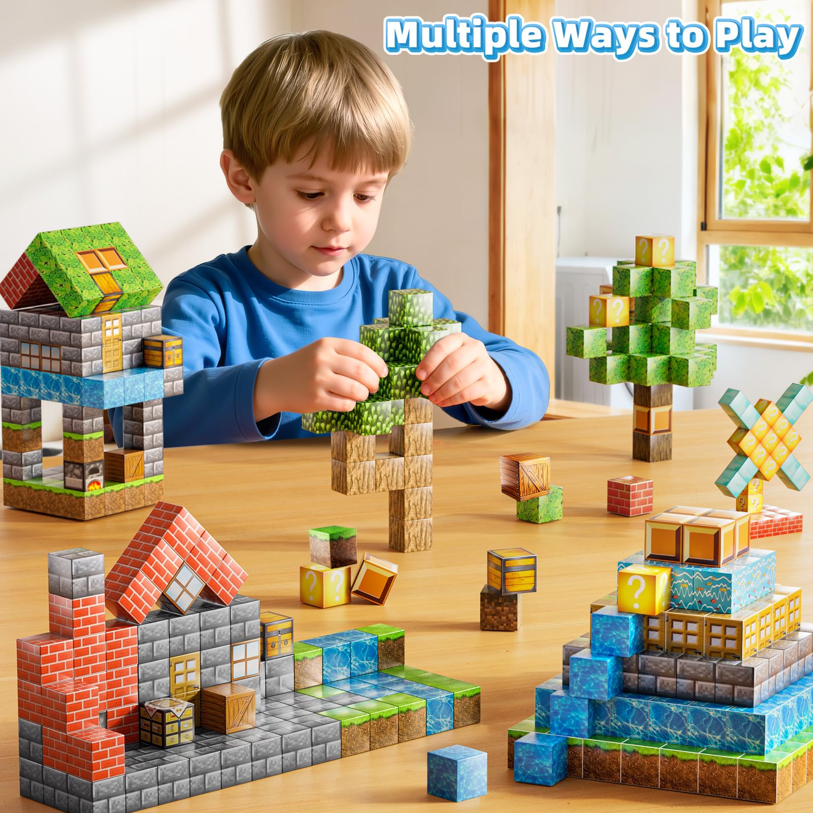 ZDRKWSM Montessori-inspired sensory play area with colorful blocks and tactile exploration.