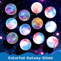 Close-up of ZDTHNSIAT Galaxy Slime 72pack demonstrating soft, stretchy texture for sensory play