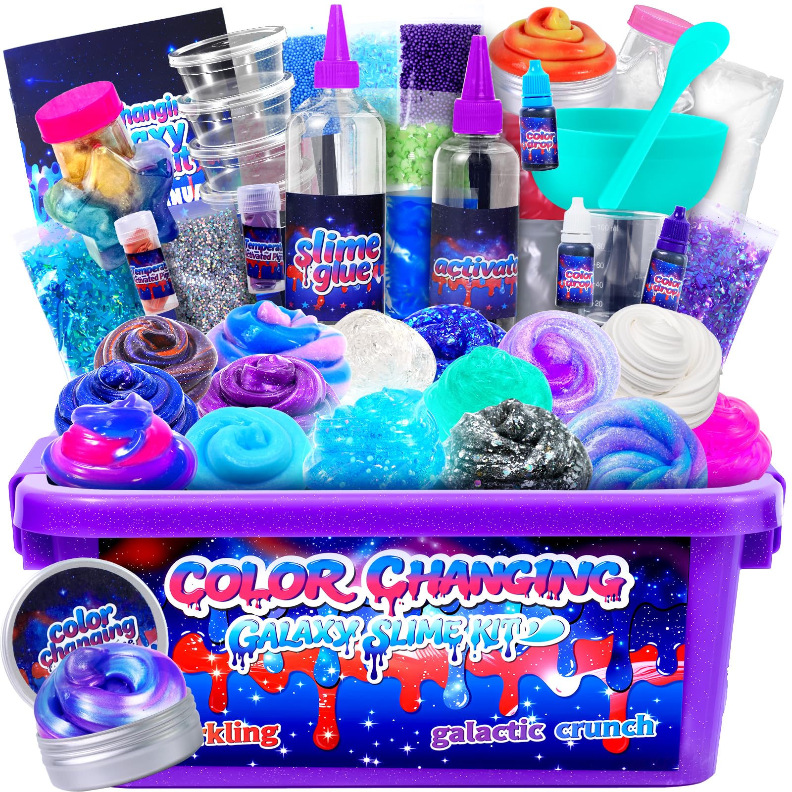 ZDTHNSIAT Galaxy Slime Kit container set for tidy, creative slime sessions.