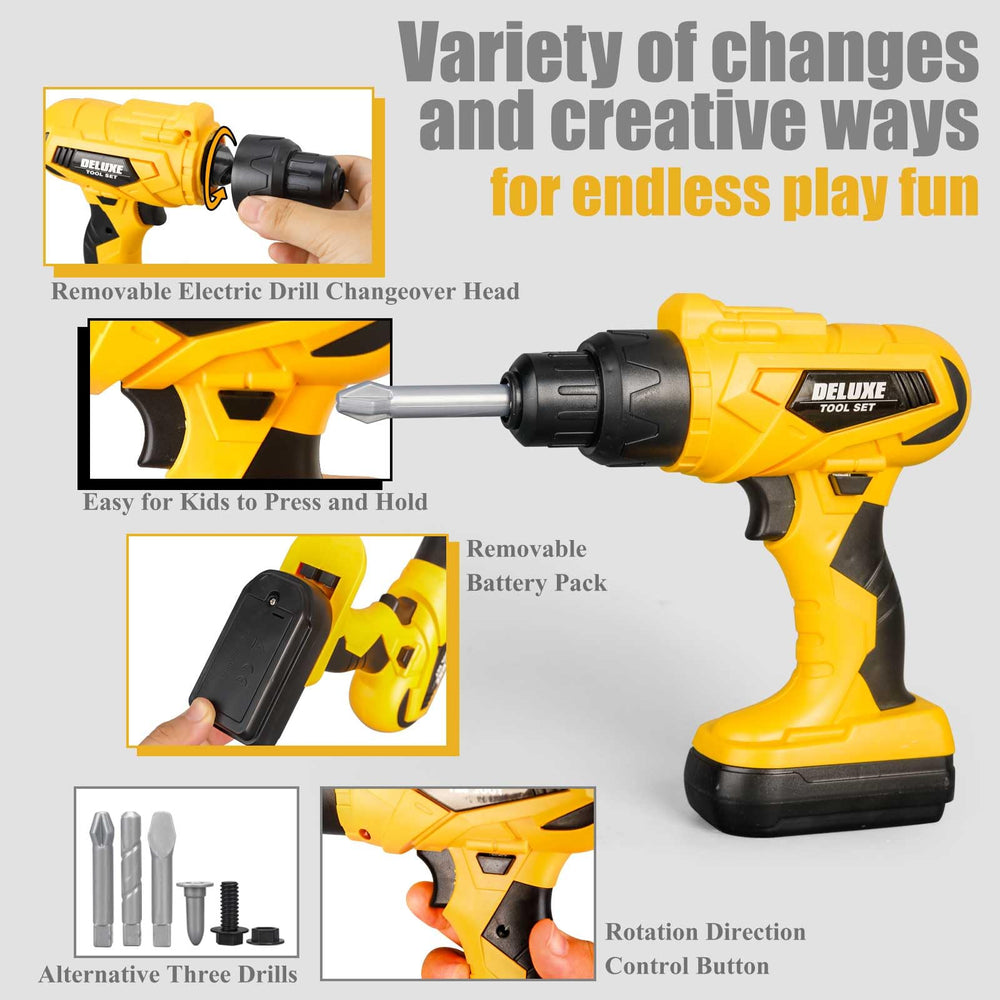 Zealous Toys electric drill with removable battery pack for realistic pretend play