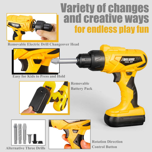 Zealous Toys electric drill with removable battery pack for realistic pretend play