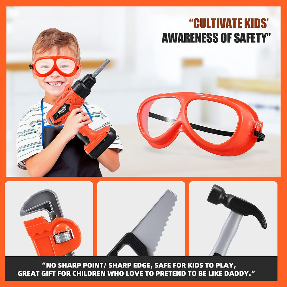 ZEALOUS TOYS safety goggles emphasize kid safety while exploring fix it play.