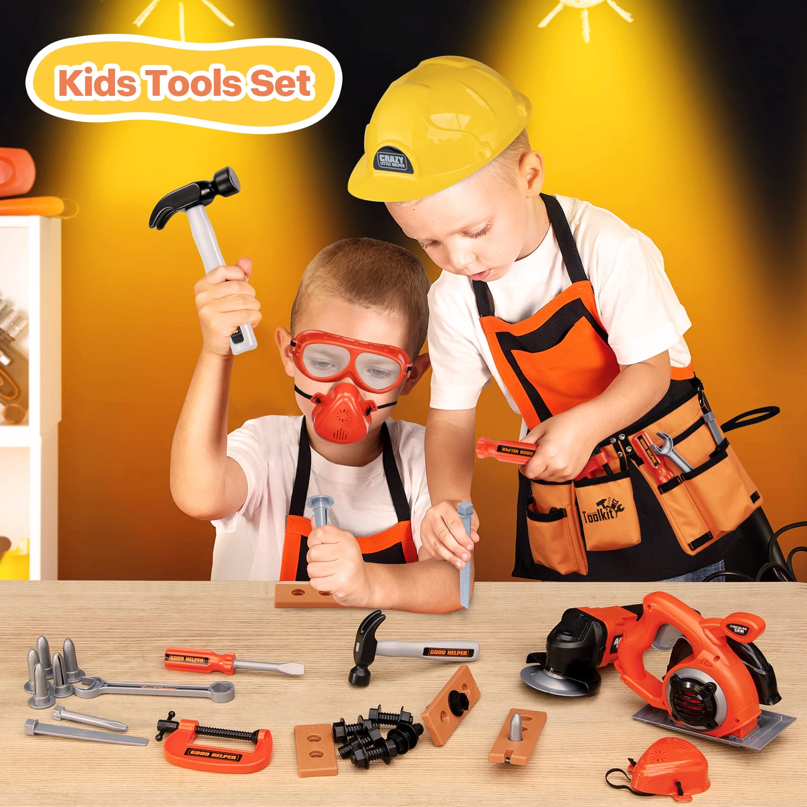 ZEALOUS TOYS Screwdrivers and nails support creative builds with wooden pieces.