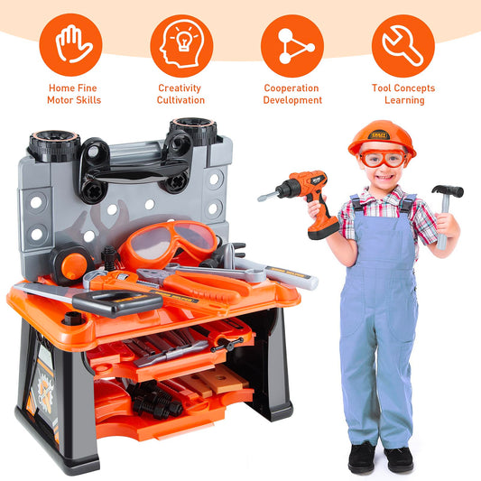 ZEALOUS TOYS transformable toolbox to workbench with pull handle for easy transport