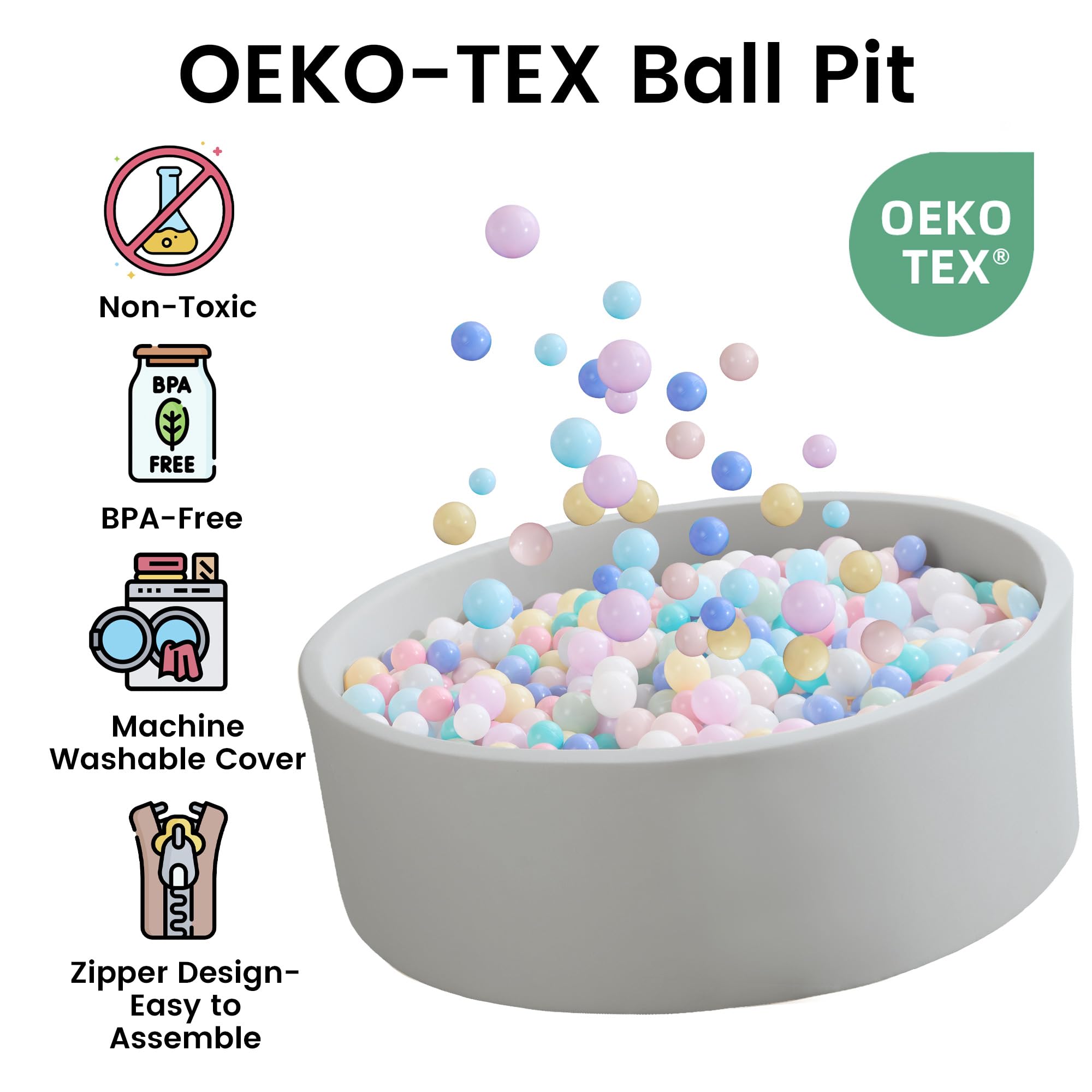 Grey Zedachica ball pit sold without balls for versatile use