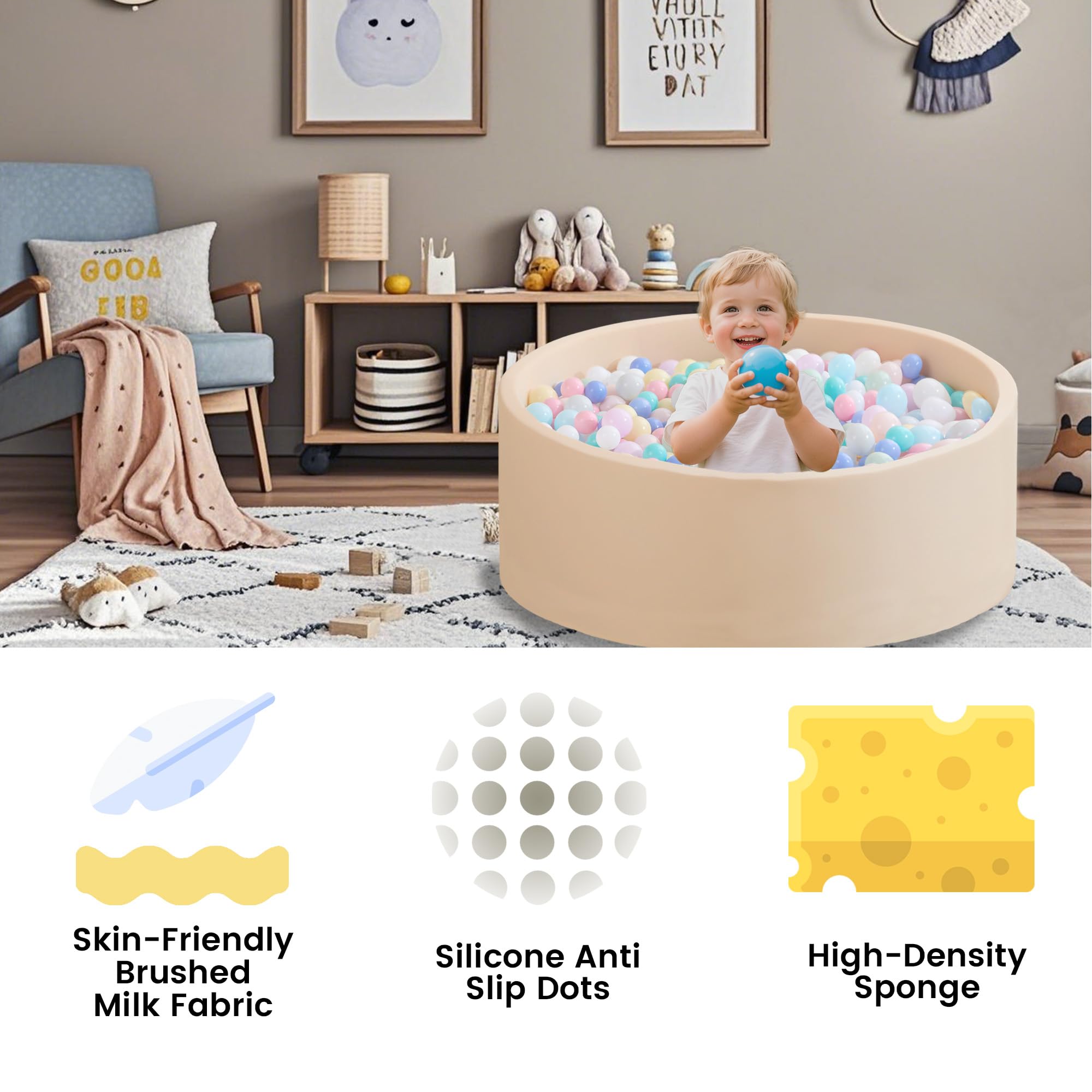 Zedachica ball pit suitable for indoor and outdoor use in homes and classrooms