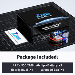 Zeee 2-pack EC3 LiPo set for extended RC sessions.