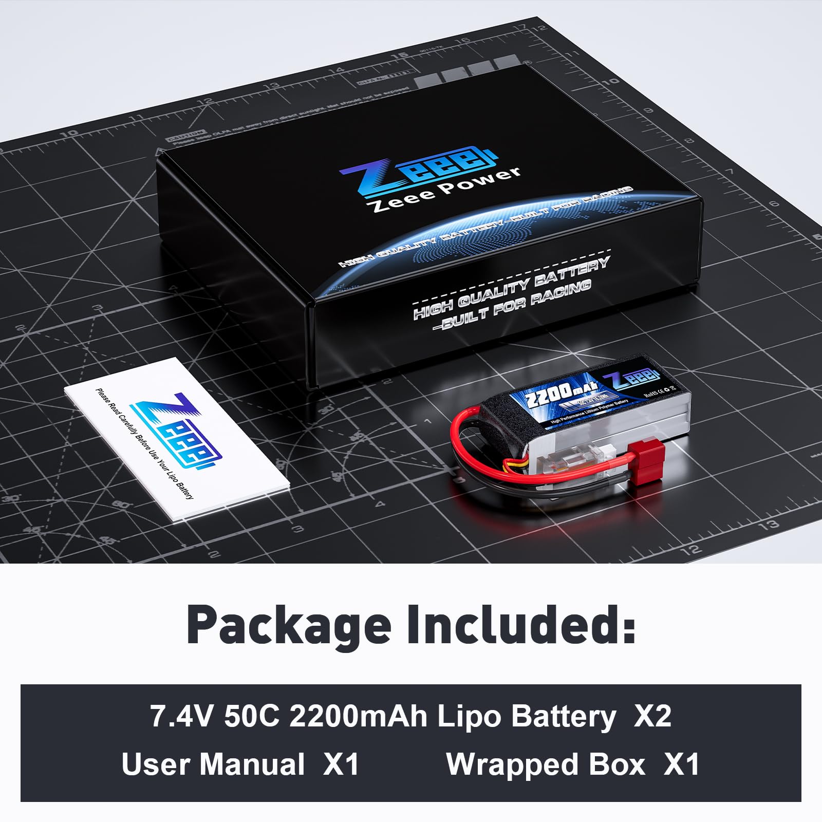 Zeee 2S 2200mAh shorty LiPo with T Connector for RC boats, steady charge.
