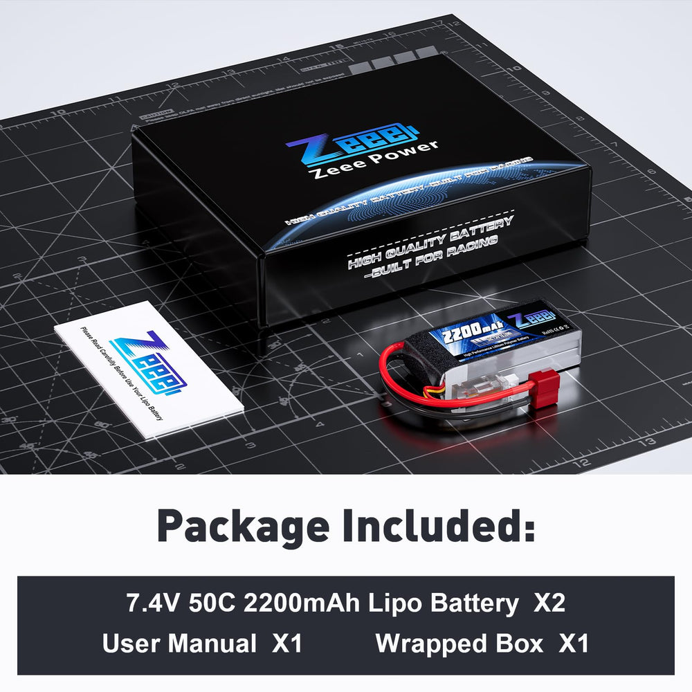 Zeee 2S 2200mAh shorty LiPo with T Connector for RC boats, steady charge.