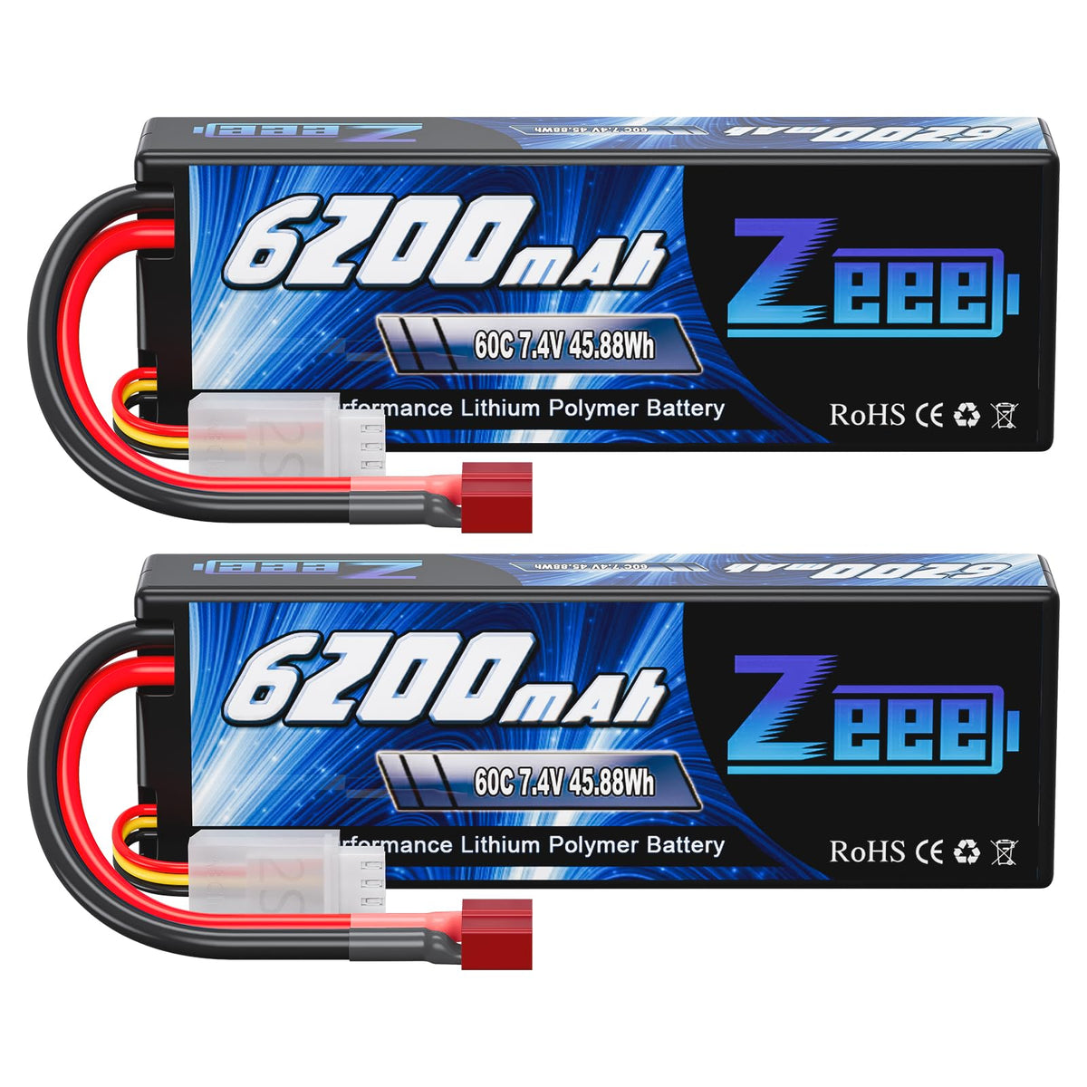 Zeee 2S 6200mAh hardcase LiPo battery with T Connector for reliable power