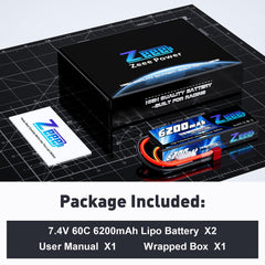 Zeee 2S 6200mAh powers RC vehicles for extended sessions