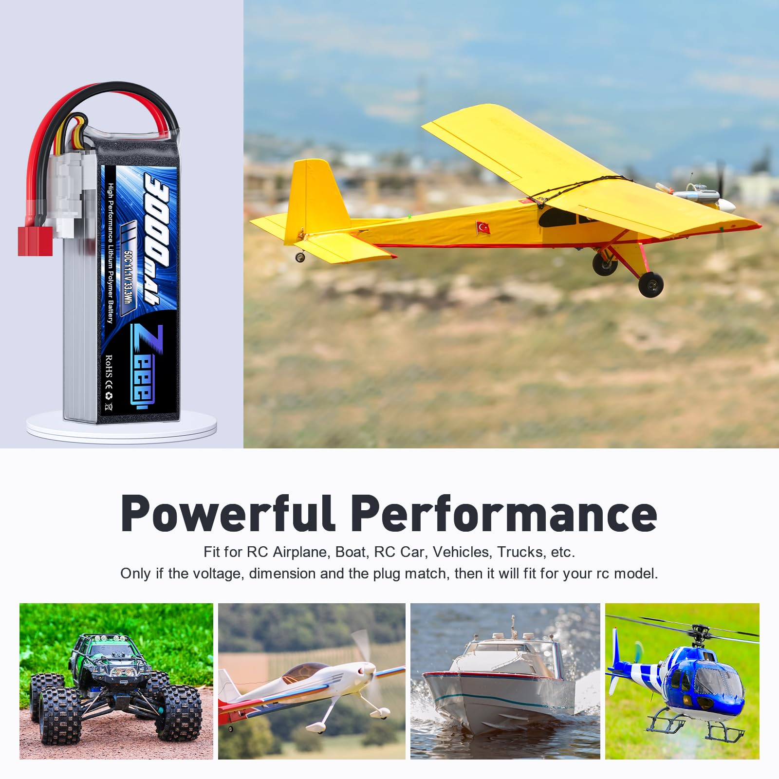 Zeee 3S 3000mAh charger-ready with balance charging compatibility
