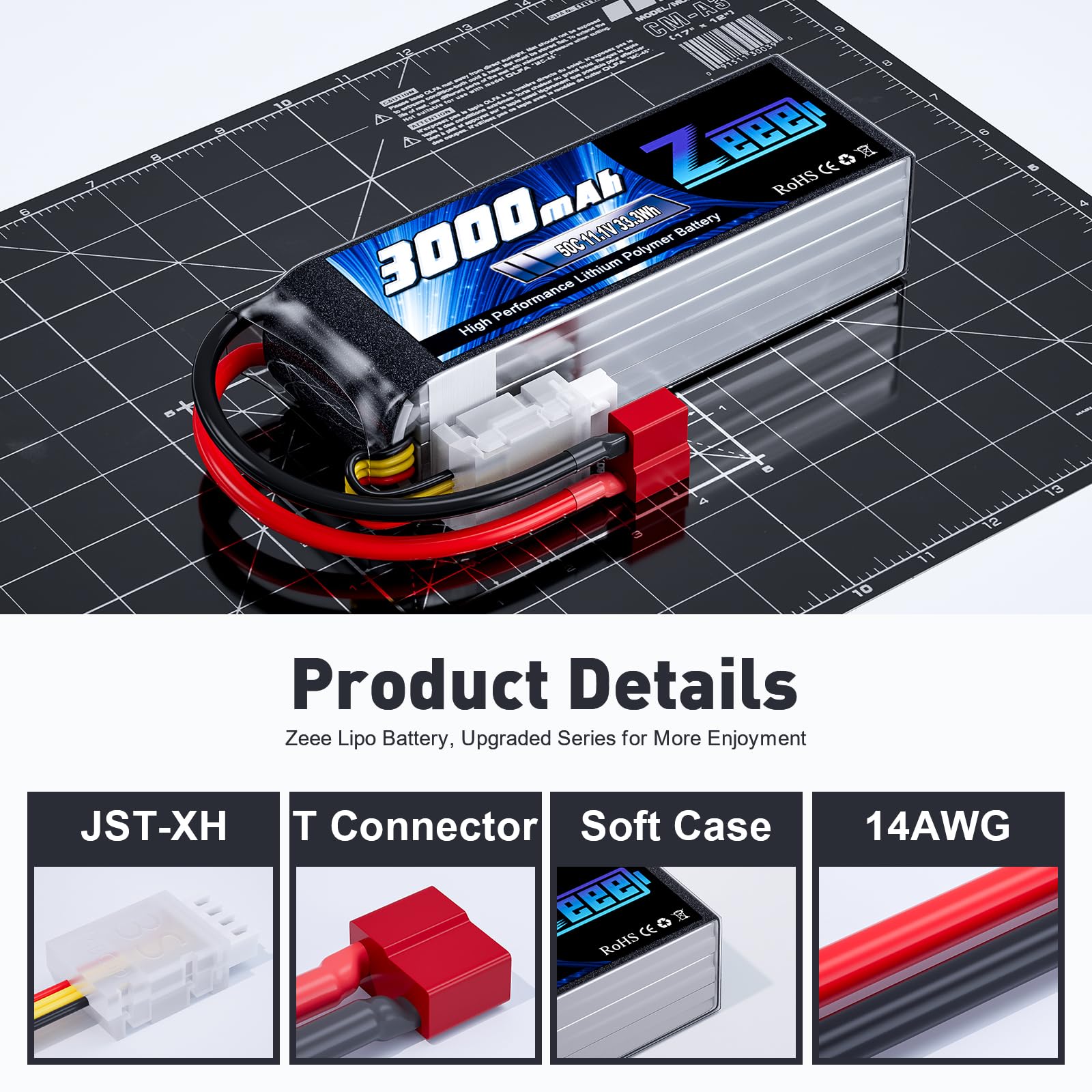 Zeee 3S 3000mAh LiPo powering RC planes or drones with steady output