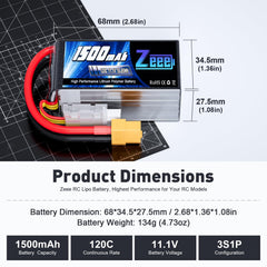 Zeee graphene battery for drones with compact design provides steady power for prolonged flights