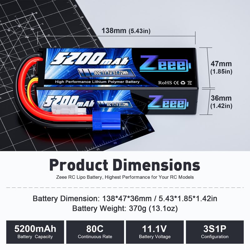 Zeee hard-case LiPo battery exterior front view for rugged protection