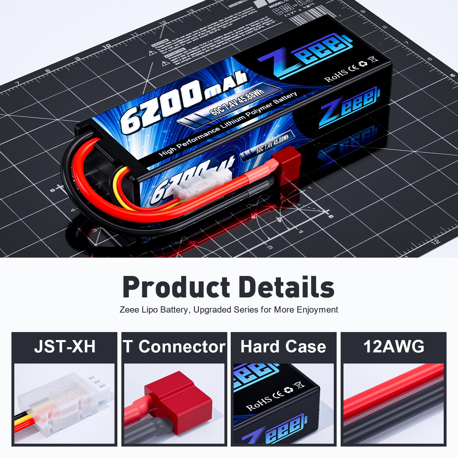 Zeee 2S LiPo battery compatible with popular RC cars and trucks