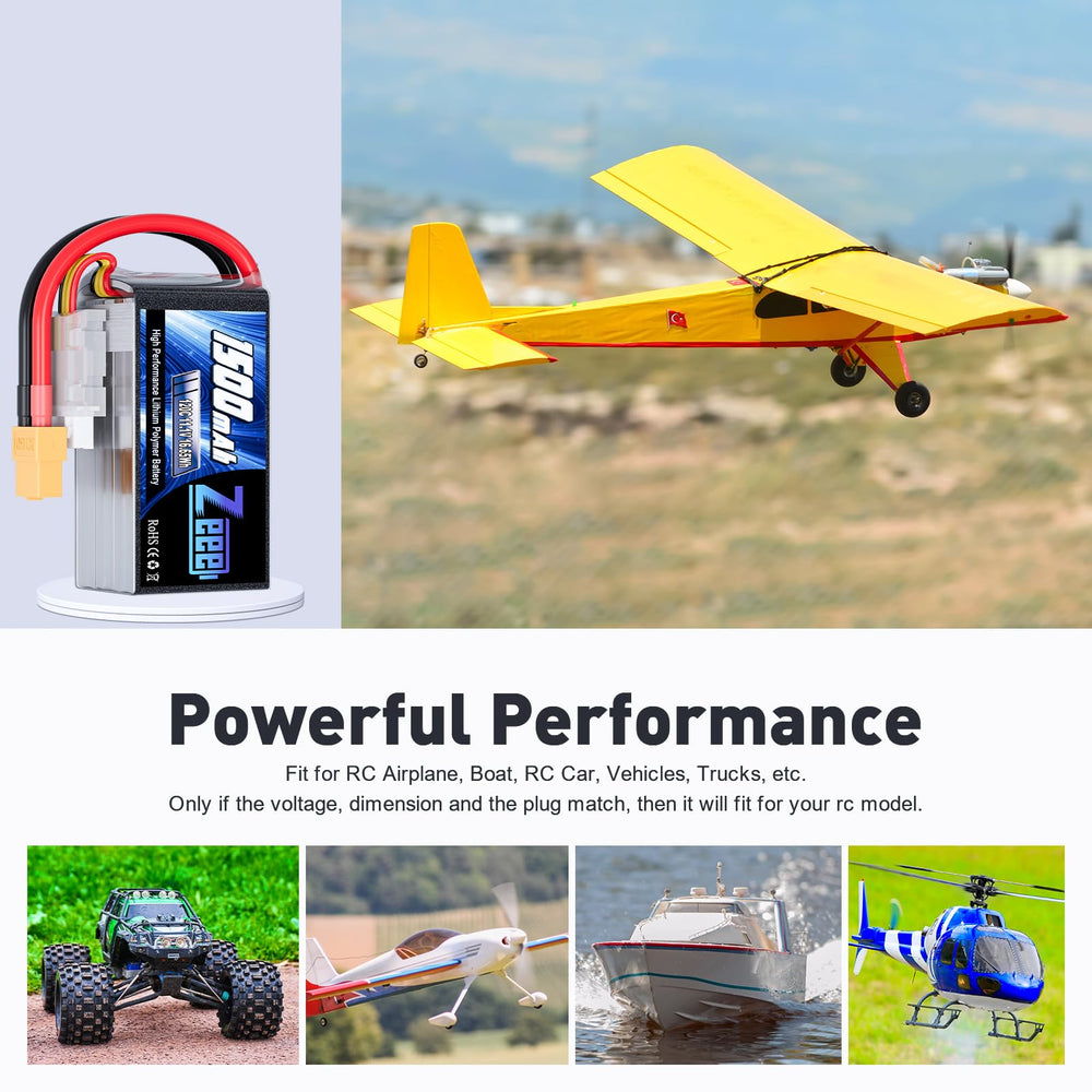 Zeee RC battery in flight setup highlights portability and quick swapability
