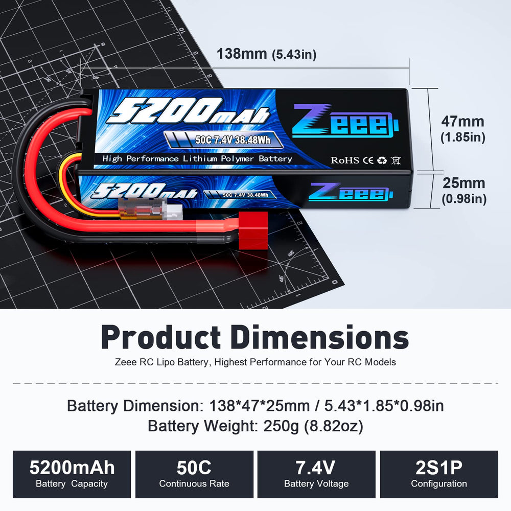 Zeee LiPo battery with T Connector for reliable RC connections