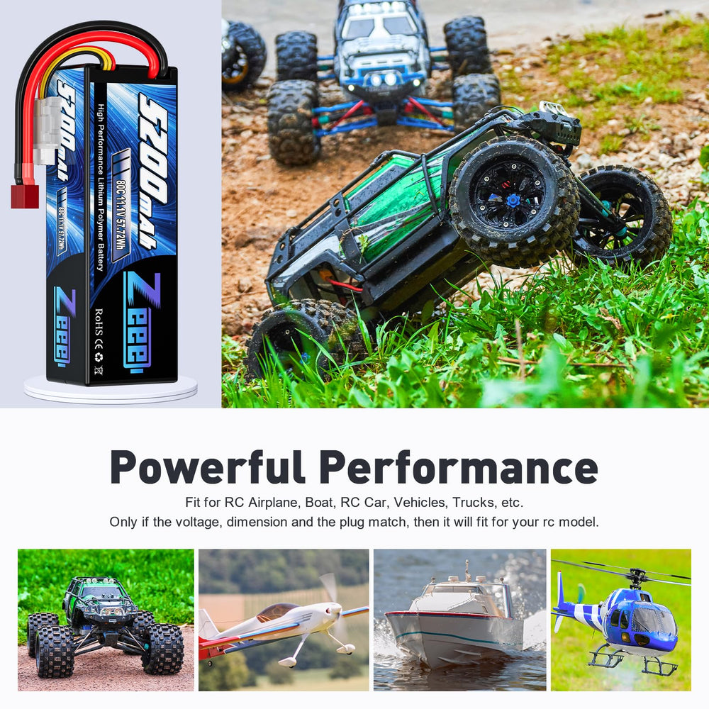 Zeee 3S 5200mAh battery in RC car use shows versatile application.