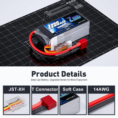 Zeee 2200mAh RC LiPo pack suited for cars, boats, and aircraft.