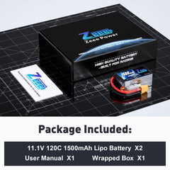 Zeee two-pack RC lipo battery kit for multiple drones and models