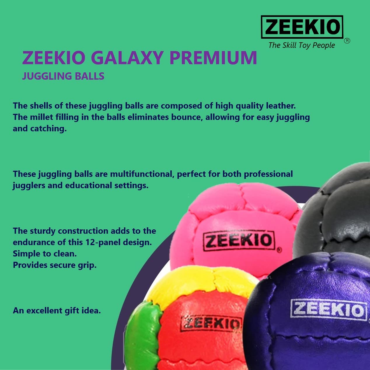 Close view of genuine leather texture on Zeekio Galaxy ball for grip