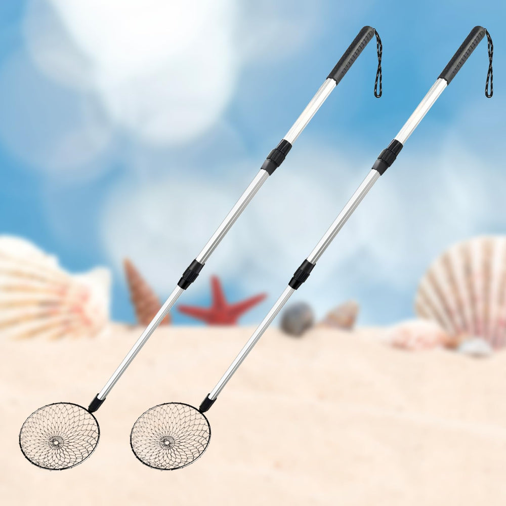 zeeloopbee sand sifter with adjustable length handle for easy beach treasure hunting