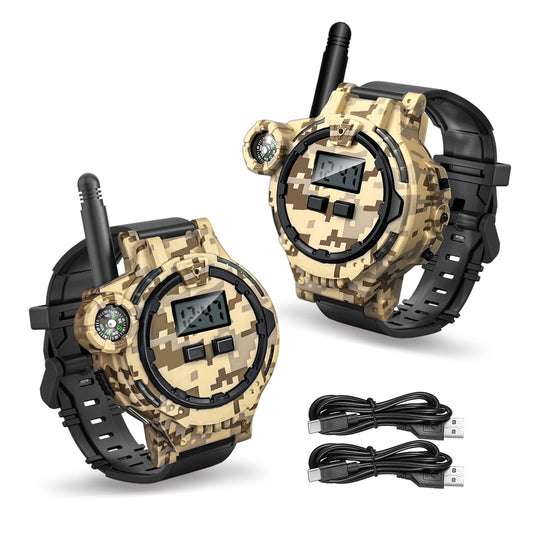 Zeeloopbee rechargeable walkie-talkies for kids, 2-pack enabling long-range outdoor communication.