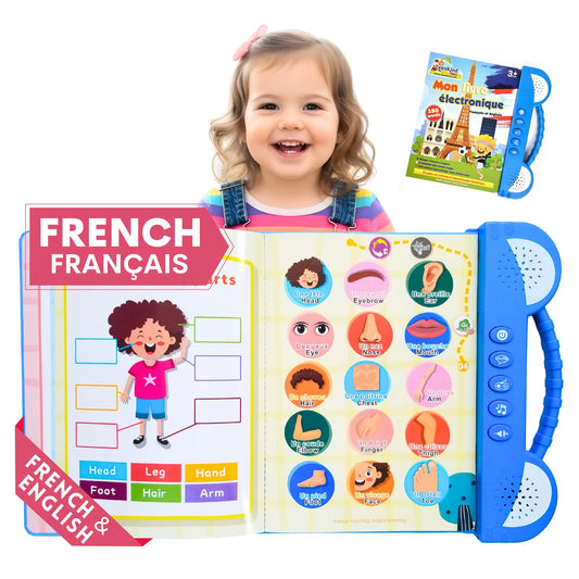 ZeenKind French English Talking Learning Book cover demonstrates bilingual learning for kids.