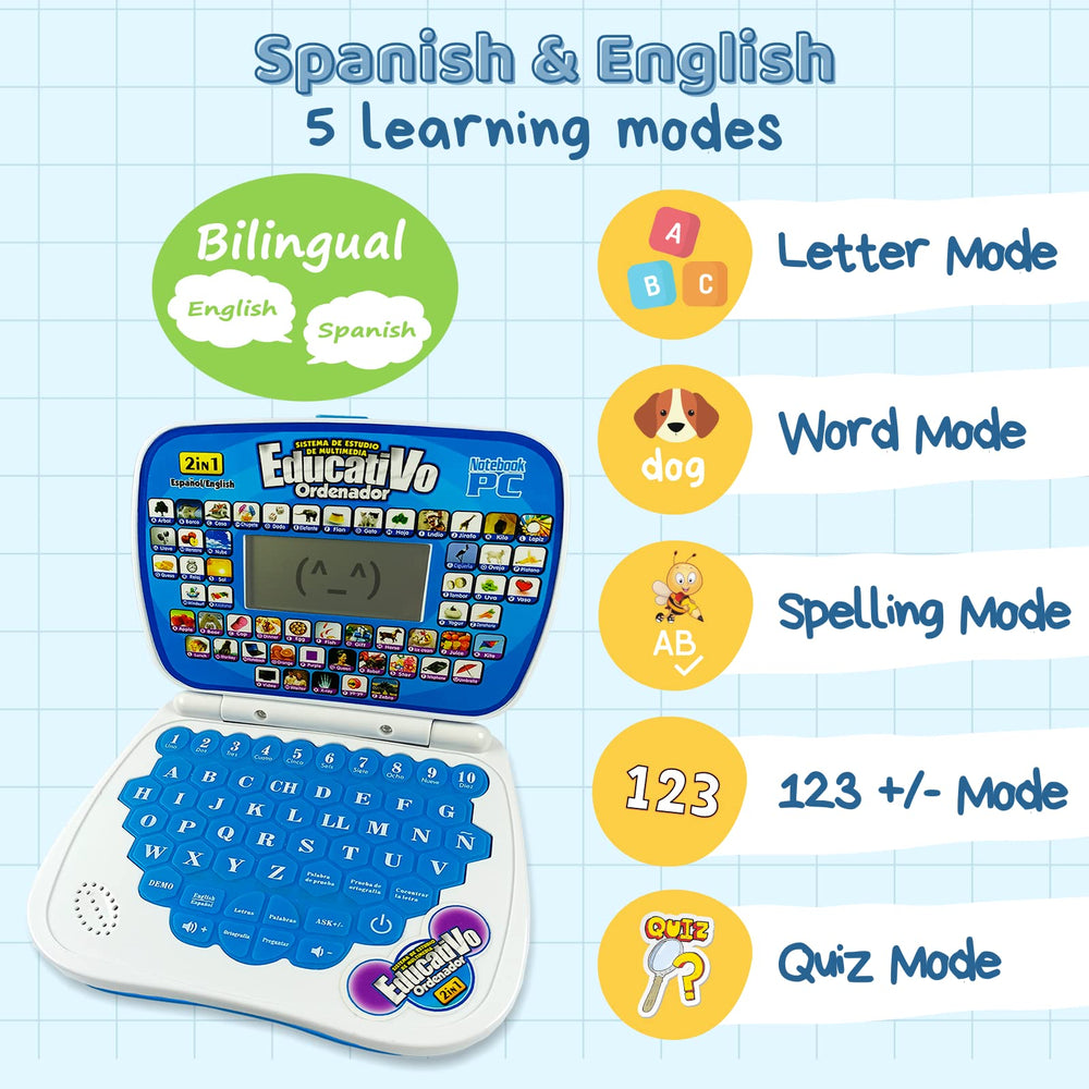 ZeenKind bilingual screen shows English and Spanish words for engaging learning moments.
